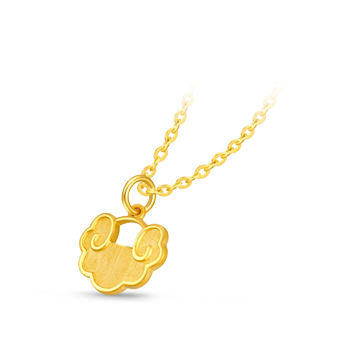 光沙拉絲祥雲999足金吊墜