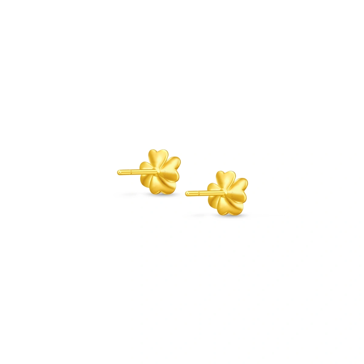 Heart Shaped Four-Leaf Clover 999.9 Gold earrings