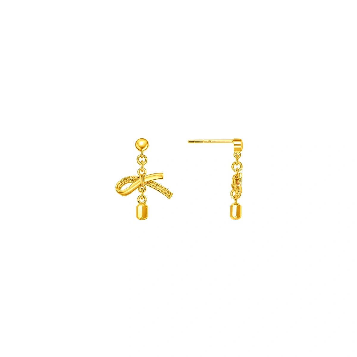 Ribbon Bow 999 Gold earrings