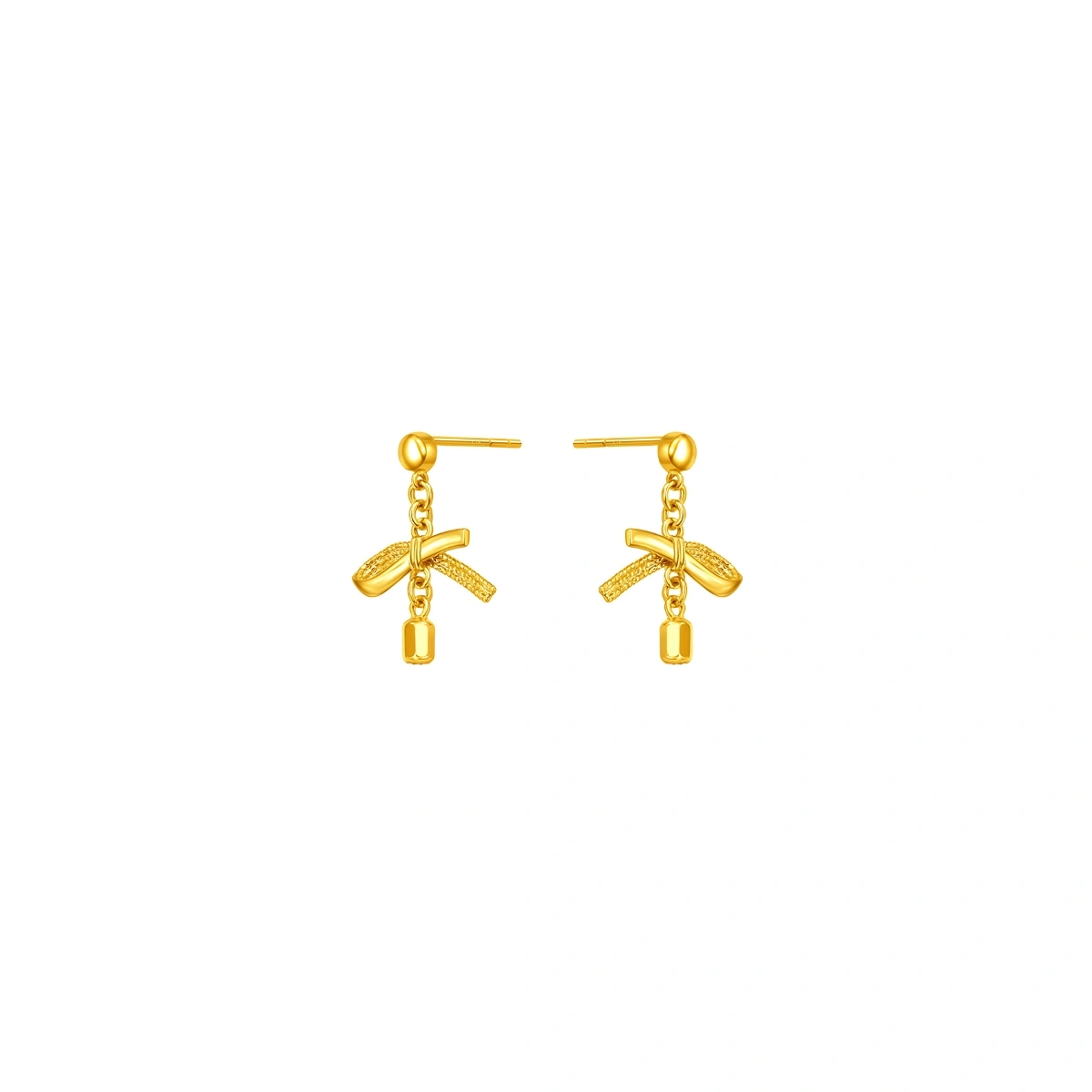 Ribbon Bow 999 Gold earrings