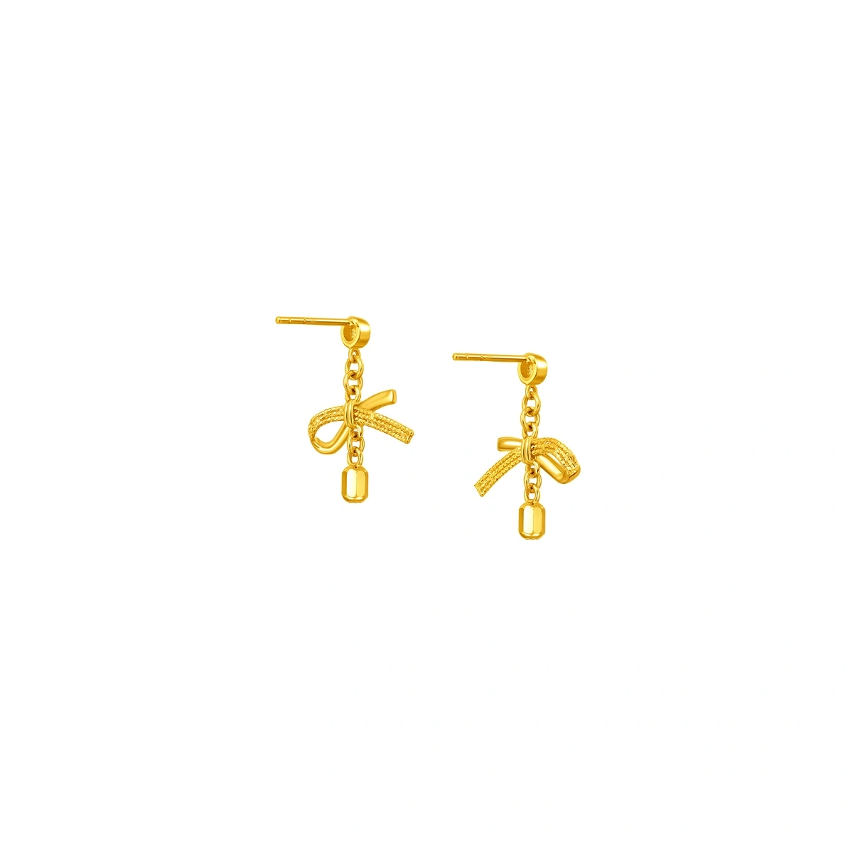 Ribbon Bow 999 Gold earrings