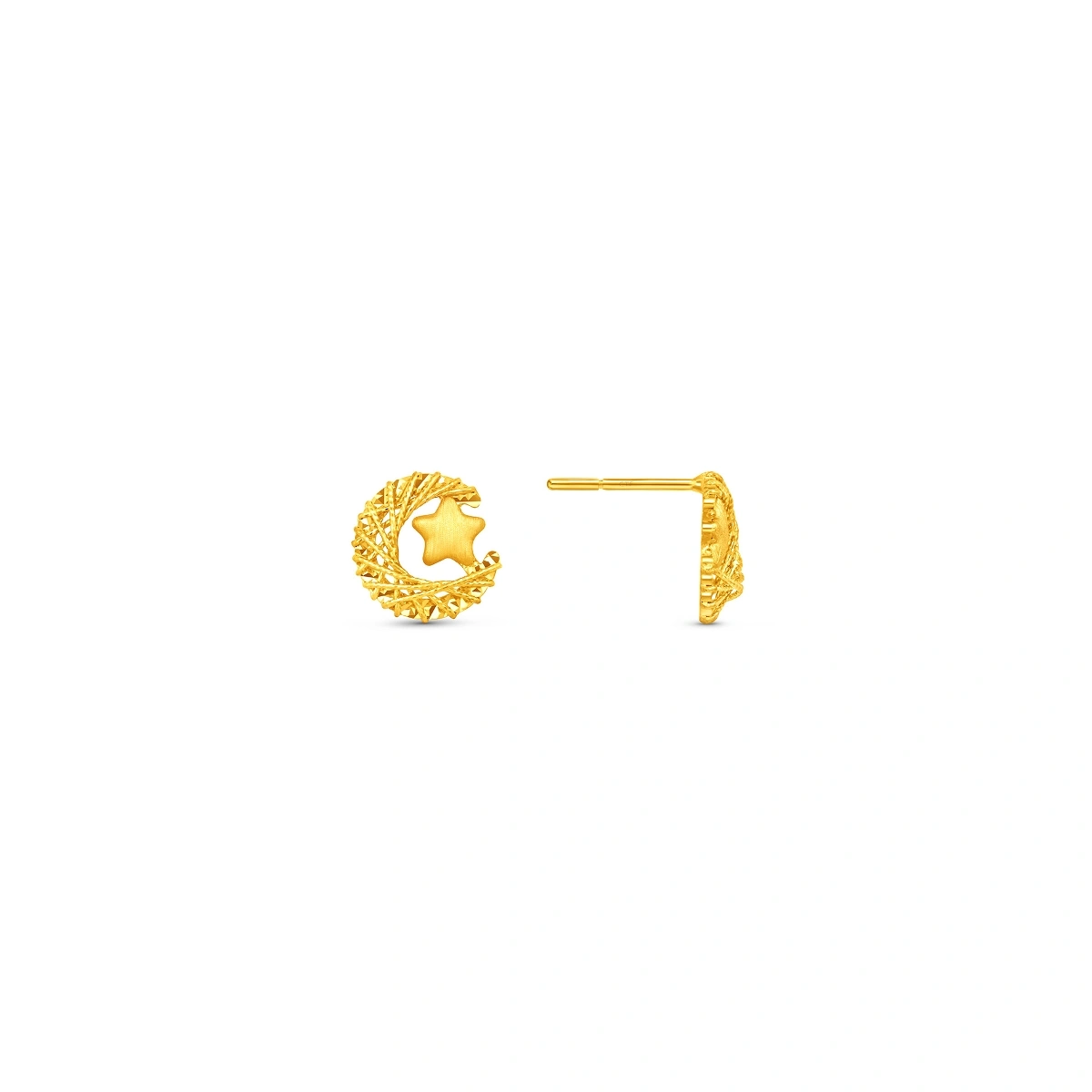 星月織夢月亮星星999足金耳環