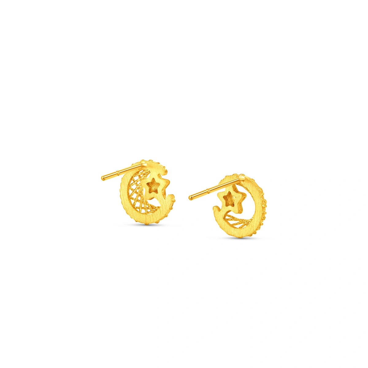 Weave Moon and Star 999 Gold earrings