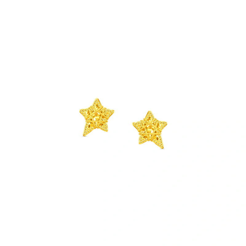 爆閃織夢星星999足金耳環