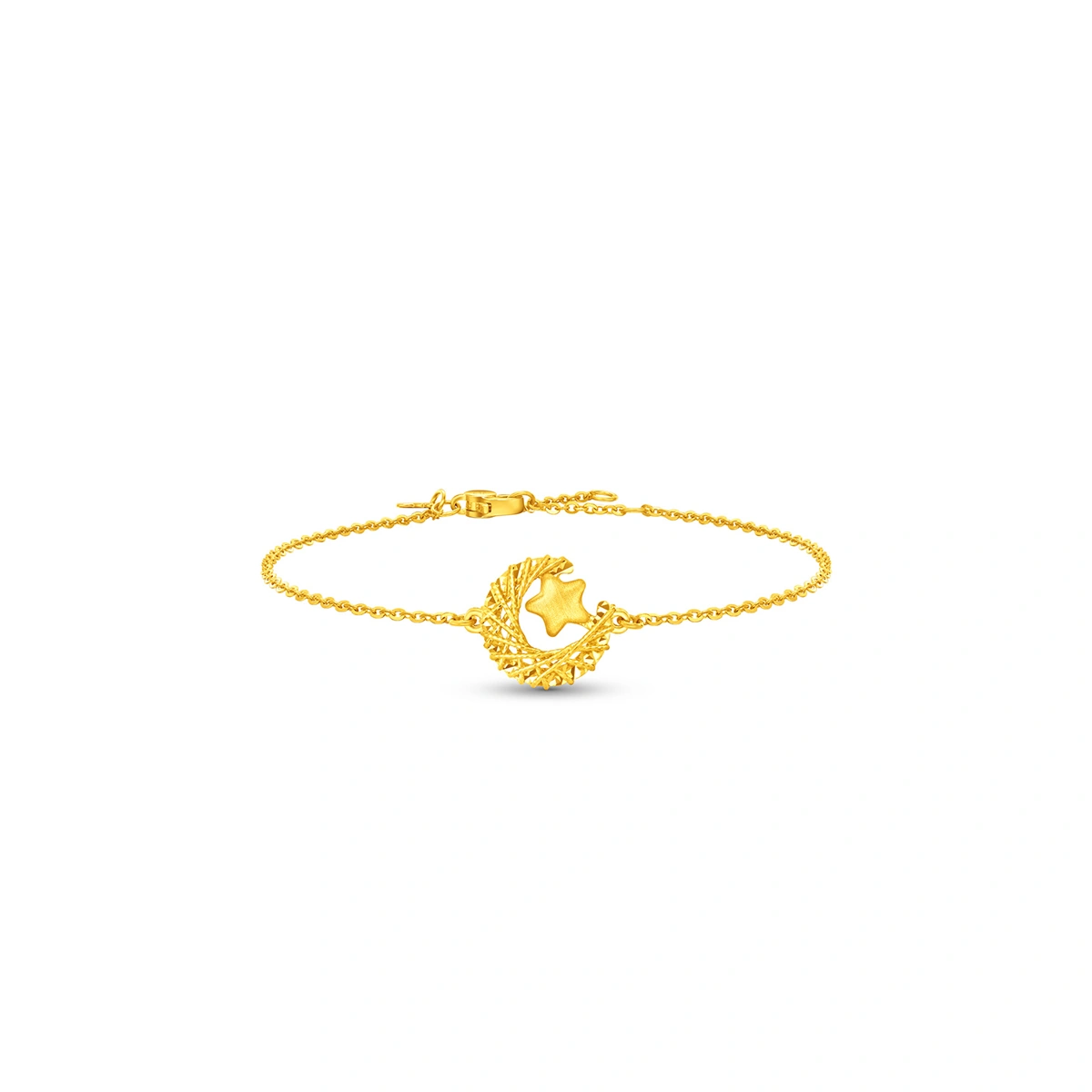 Weave Moon and Star 999 Gold bracelet