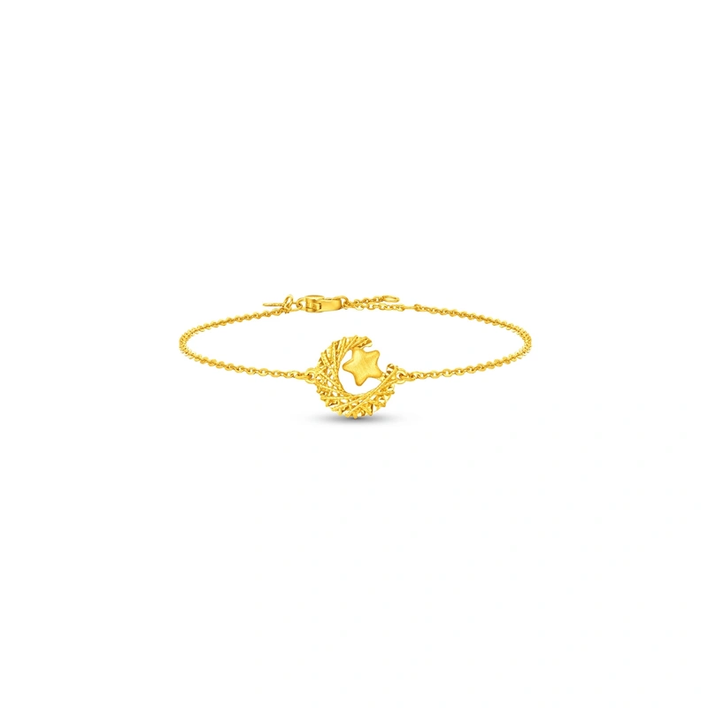 Weave Moon and Star 999 Gold bracelet