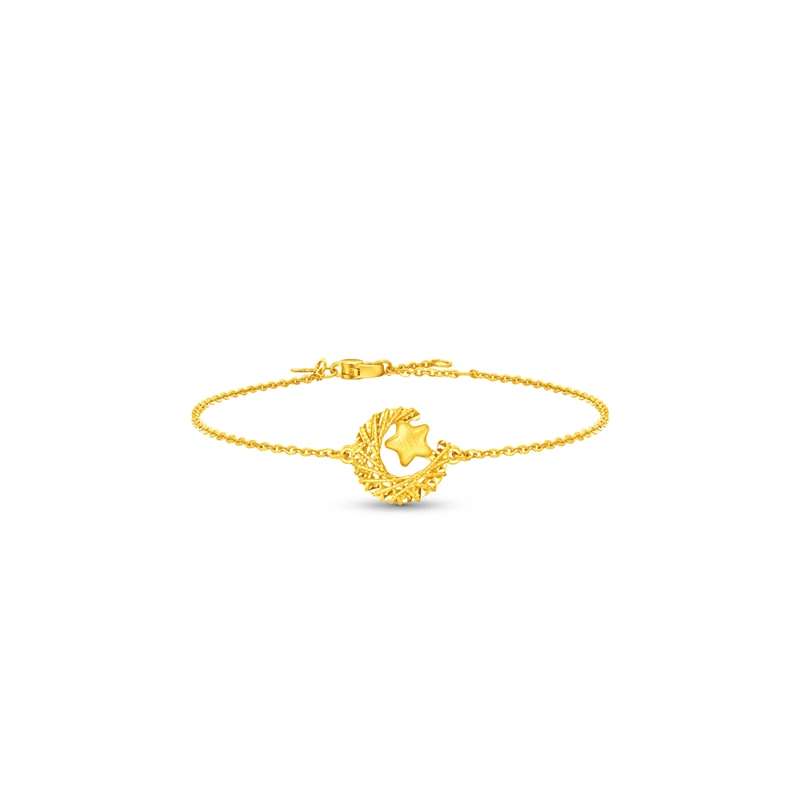 Weave Moon and Star 999 Gold bracelet