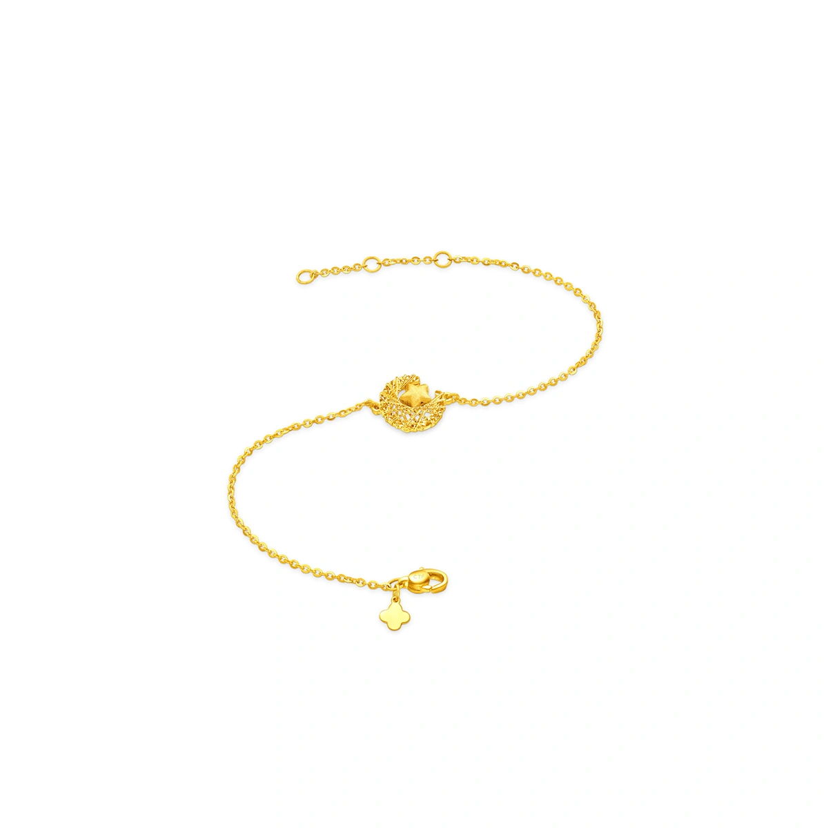 Weave Moon and Star 999 Gold bracelet