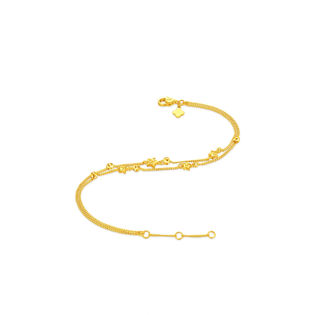 爆閃星河閃鑽珠999足金手鏈