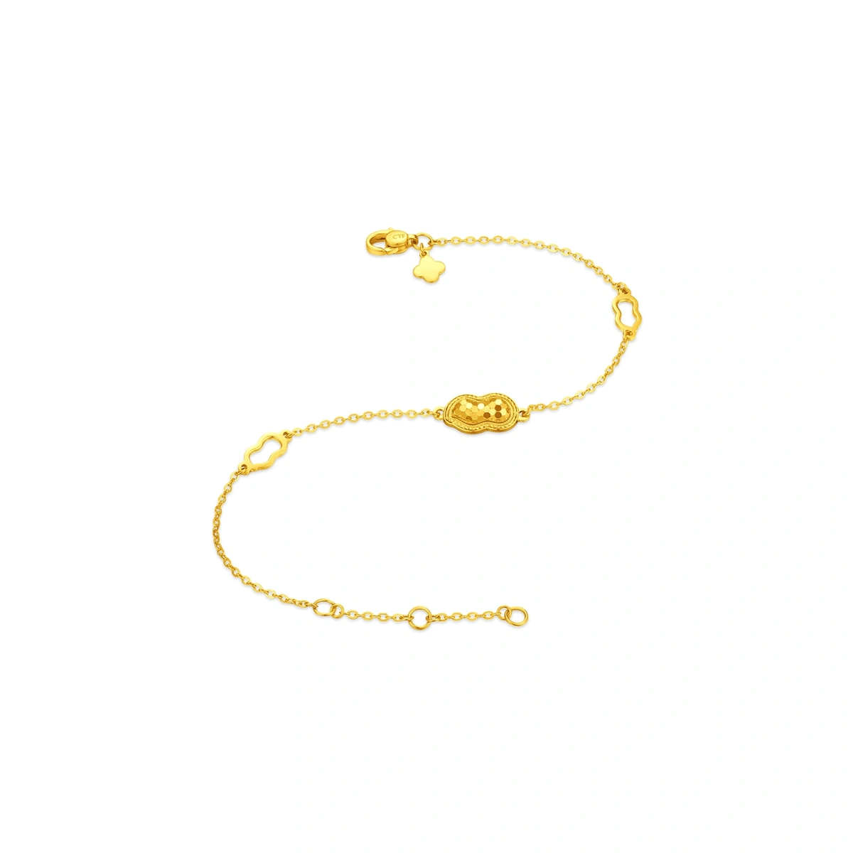 Sparkling Fish-Scale &ldquo;Good Fortune Peanut&rdquo; 999 Gold bracelet