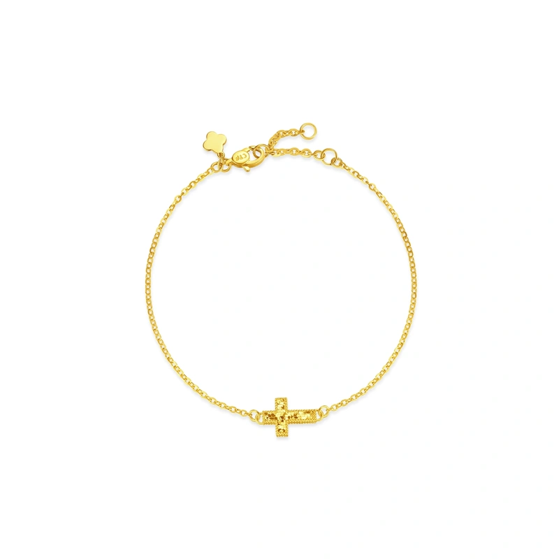 Sparkling Fish-Scale Cross 999 Gold bracelet