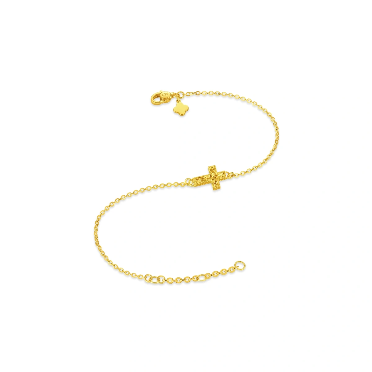 Sparkling Fish-Scale Cross 999 Gold bracelet