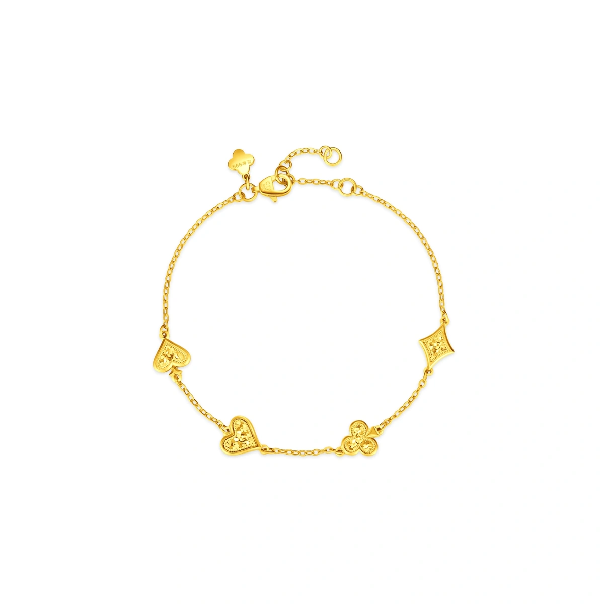 Crushed Ice Card Suit 999 Gold bracelet