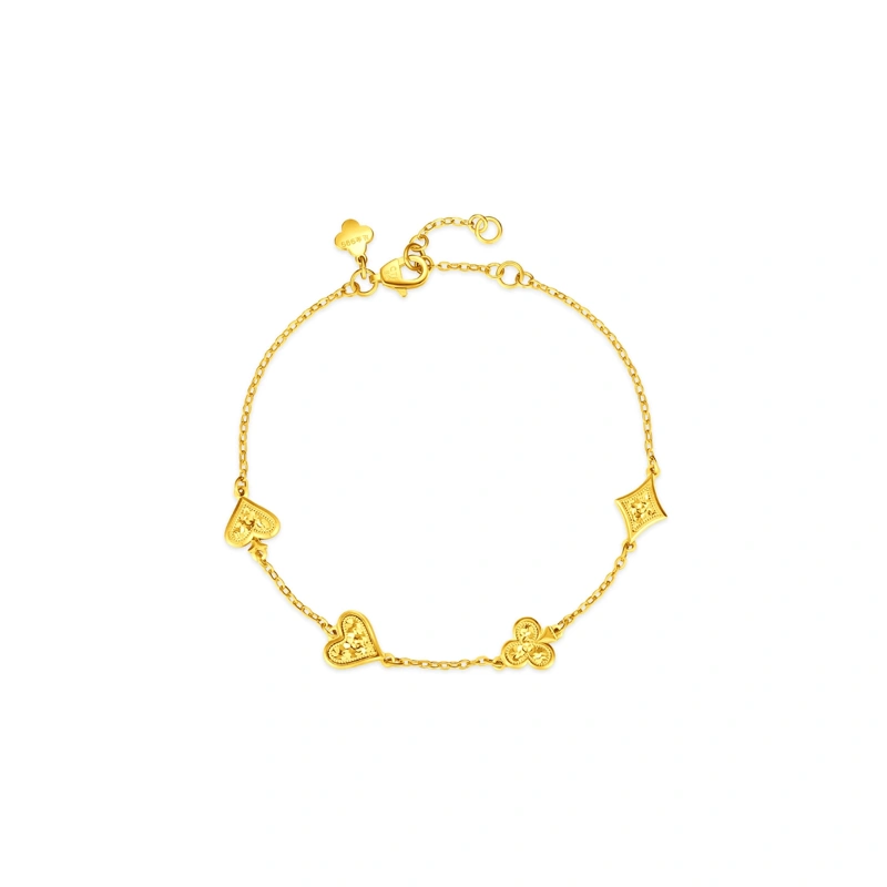 Crushed Ice Card Suit 999 Gold bracelet