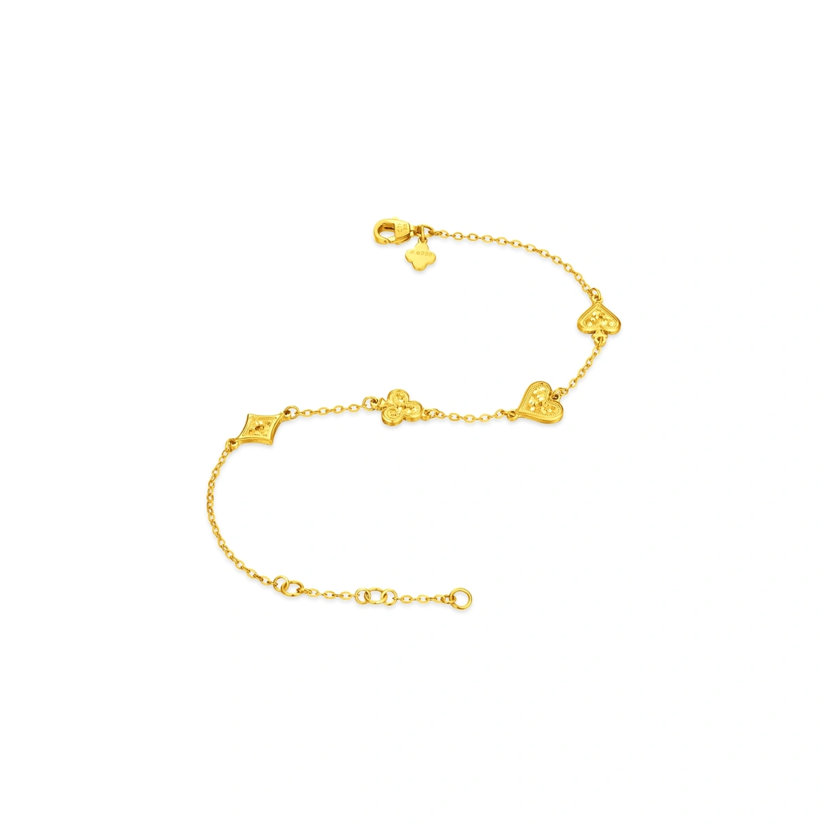 Crushed Ice Card Suit 999 Gold bracelet