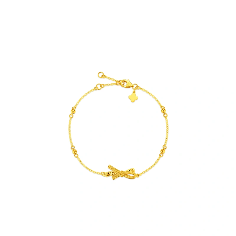 流光絲帶蝴蝶結999足金手鏈