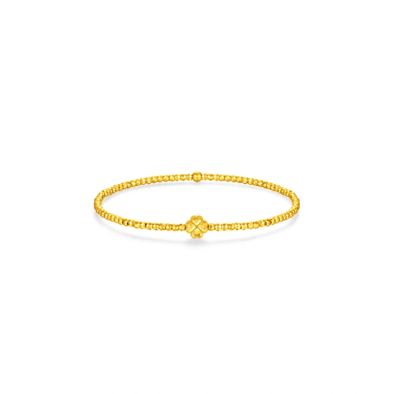 Sparkling Four-Leaf Clover 999 Gold bracelet