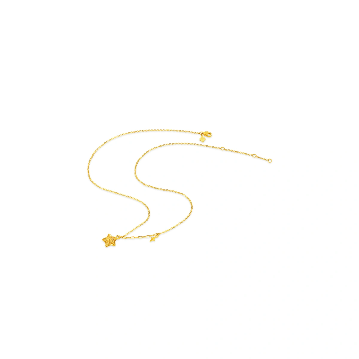 爆閃鏤空立體星星999足金頸鏈