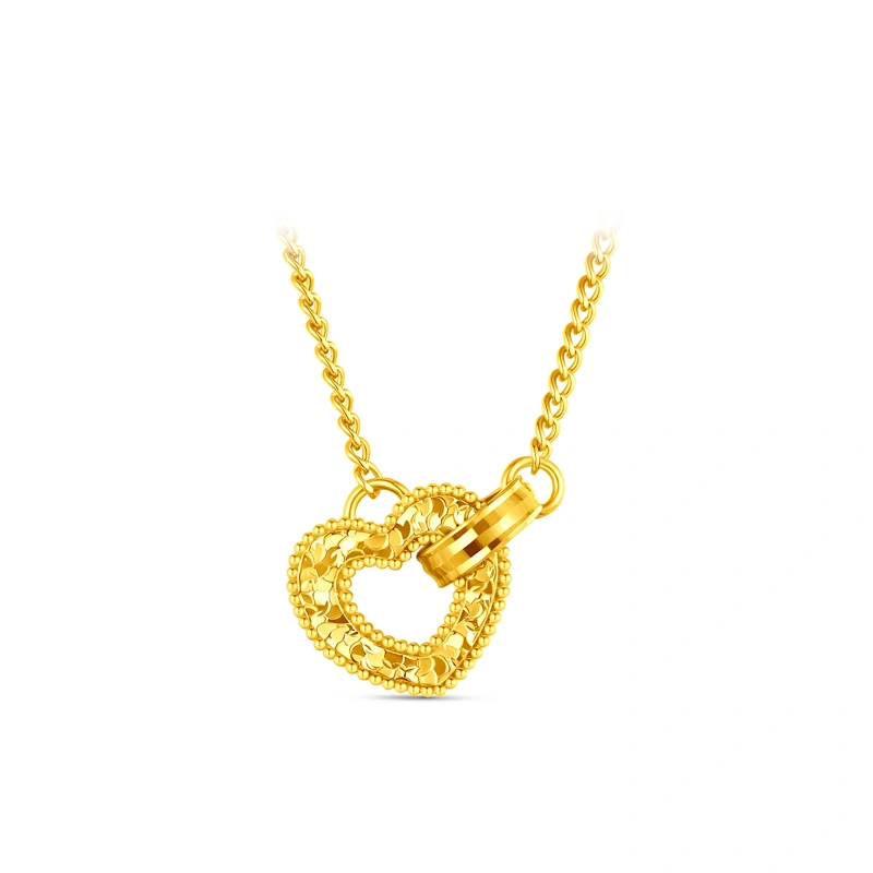 Heart Interlocking Ring 999 Gold chain