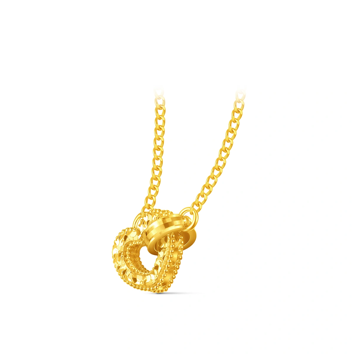 Heart Interlocking Ring 999 Gold chain