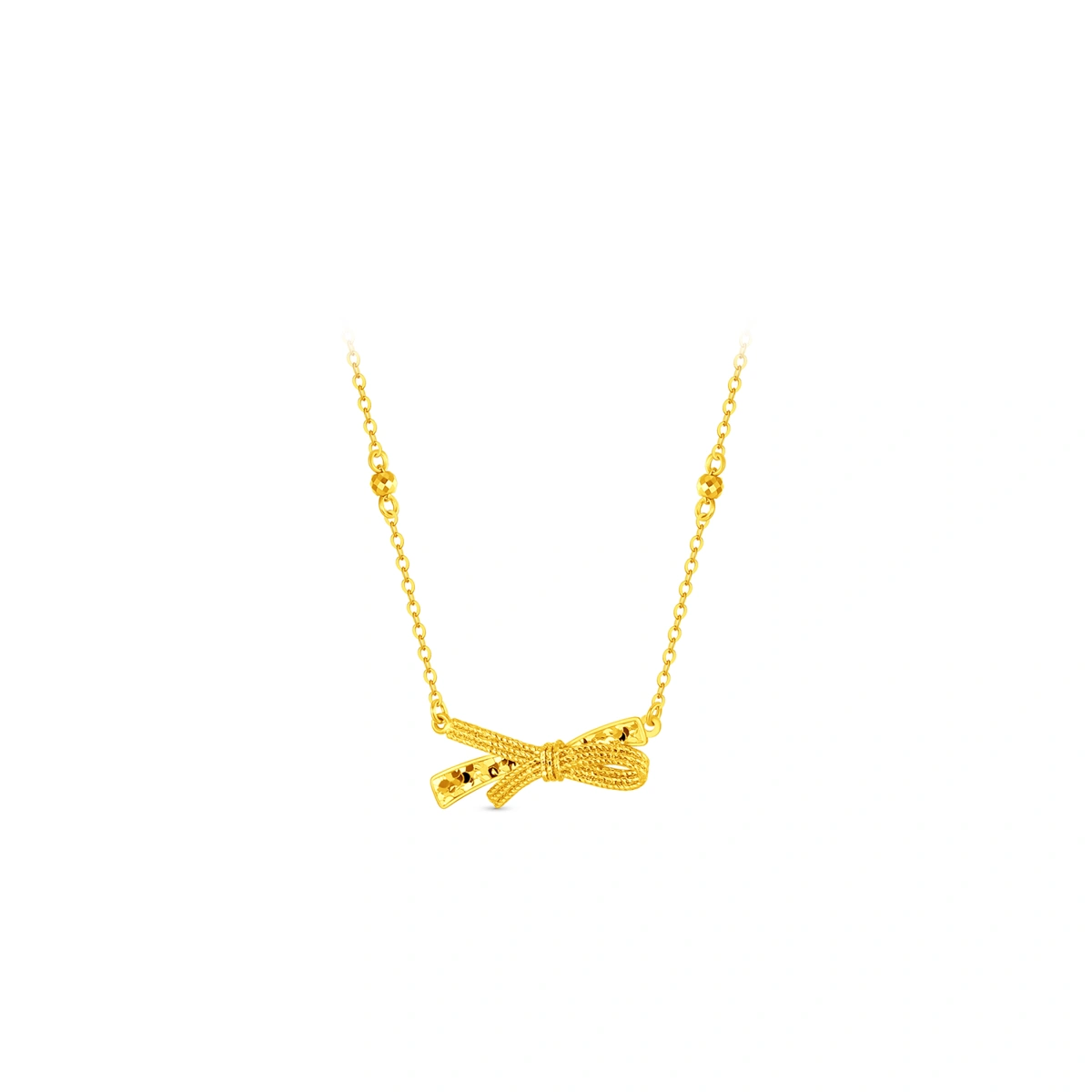 流光絲帶蝴蝶結999足金頸鏈