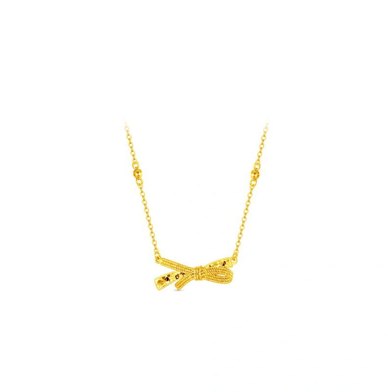 流光絲帶蝴蝶結999足金頸鏈