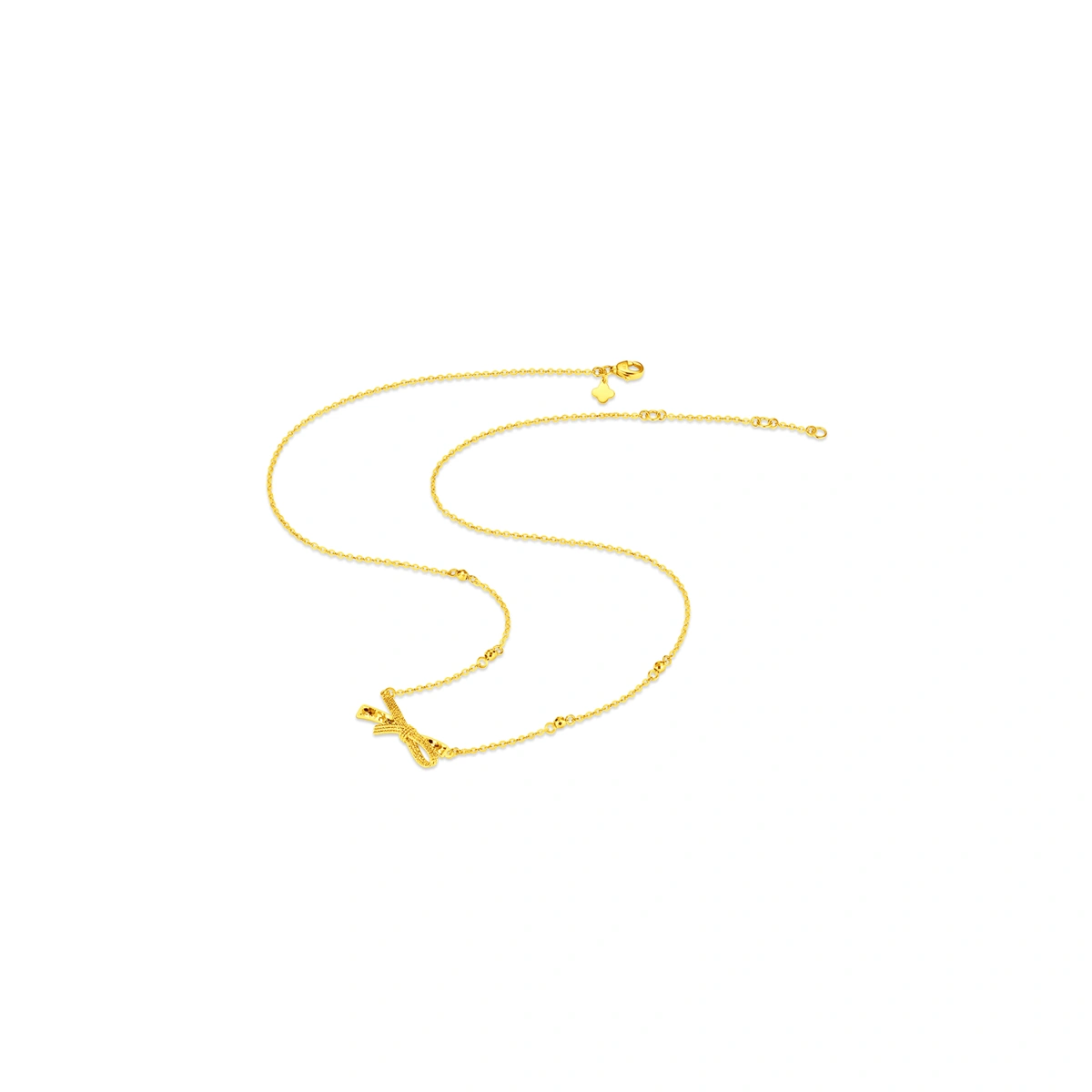 流光絲帶蝴蝶結999足金頸鏈