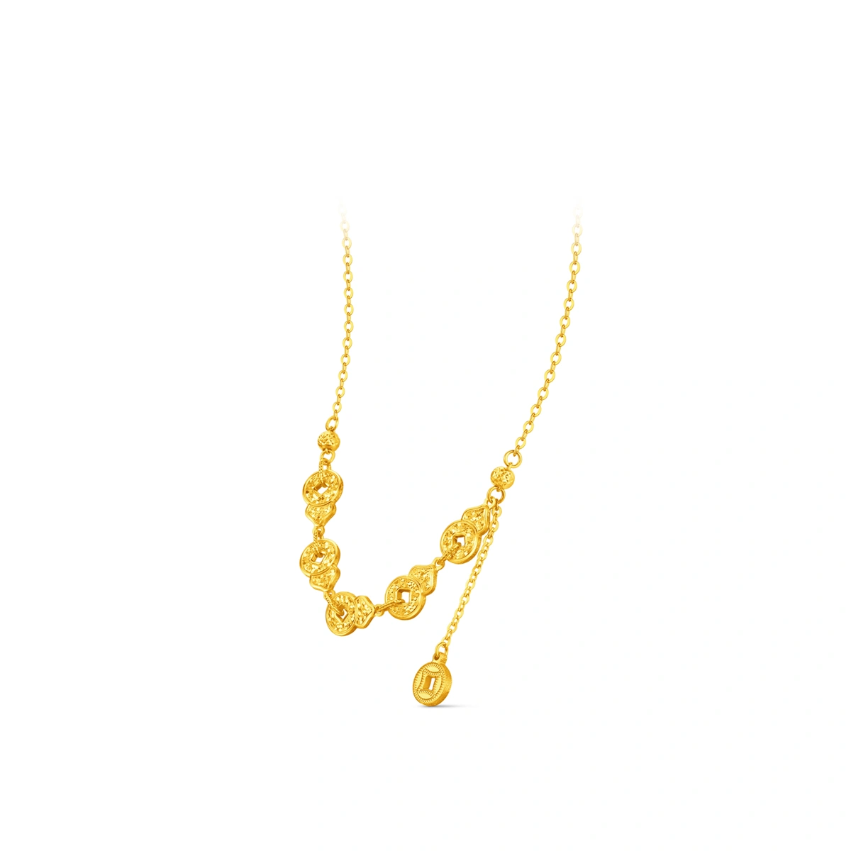 Sparkling Five-Motif Gourd 999 Gold necklace