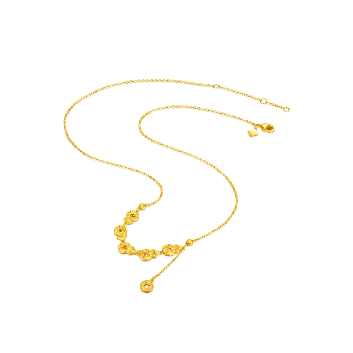 Sparkling Five-Motif Gourd 999 Gold necklace