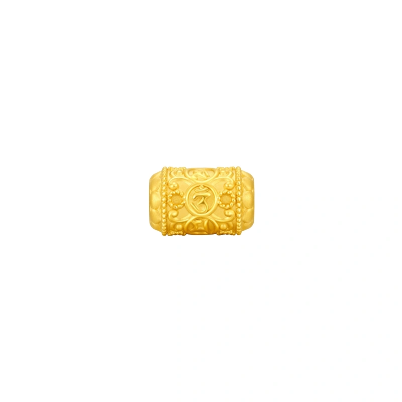 Prayer Wheel 999 Gold pendant (with Handwoven String)