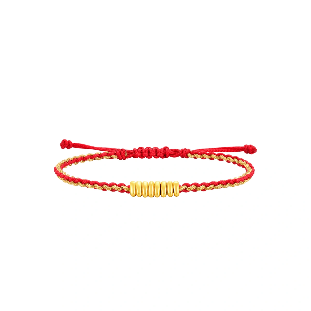 Coin and Gold Bead 999 Gold Red String bracelet