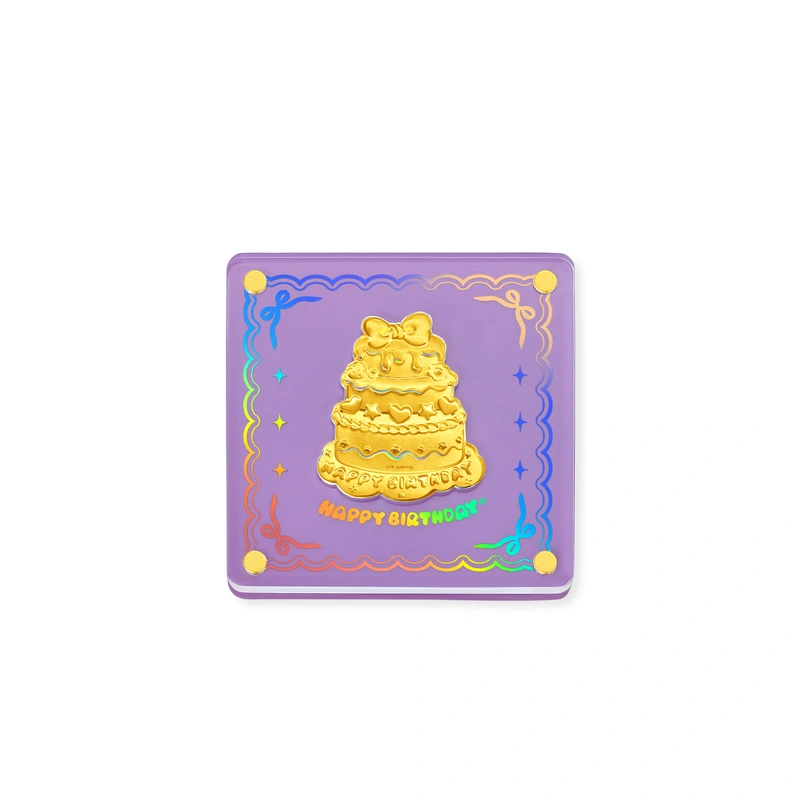 蝴蝶結生日蛋糕999.9黃金工藝精品金章