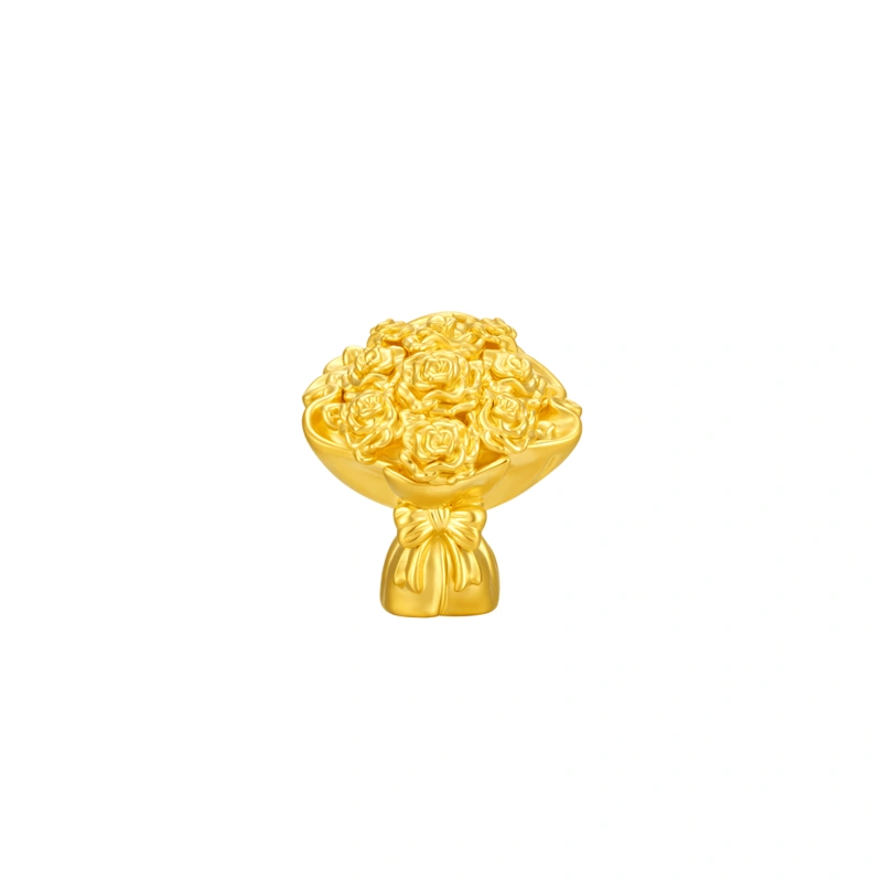 優雅玫瑰花手捧花999足金擺件