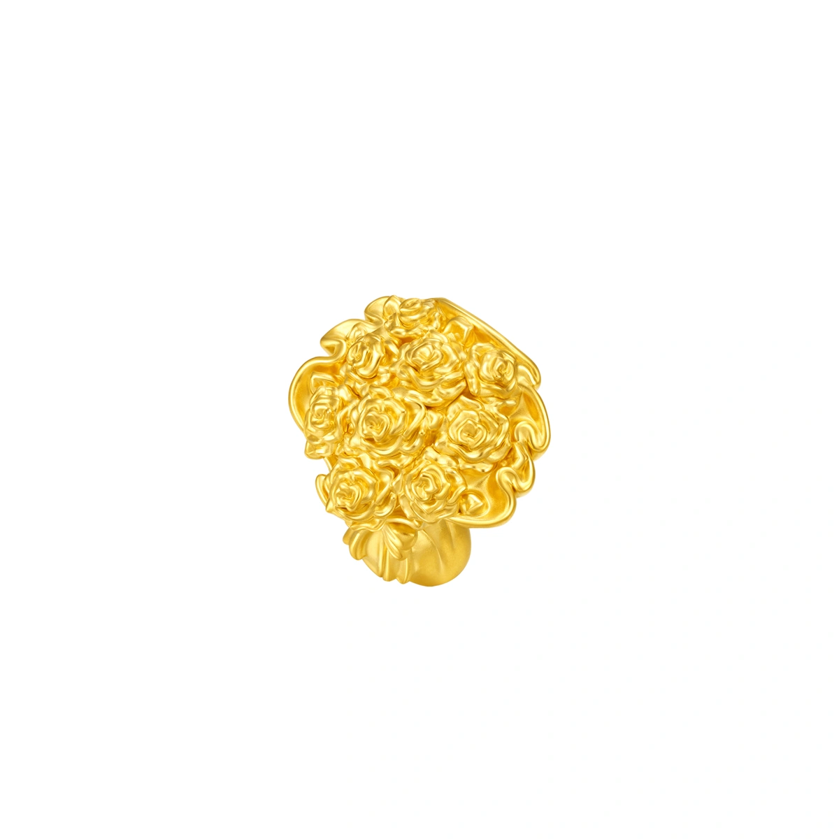 優雅玫瑰花手捧花999足金擺件
