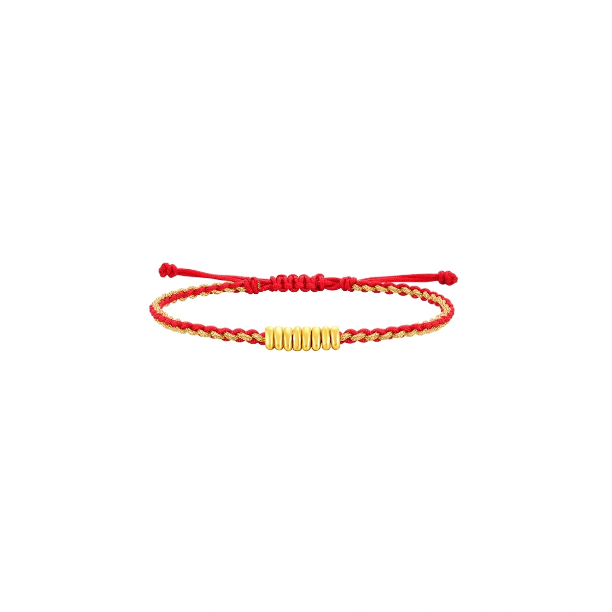 Coin and Gold Bead 999 Gold Red String bracelet