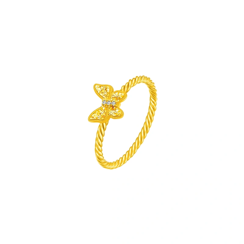 Butterfly 999 Gold Diamond ring