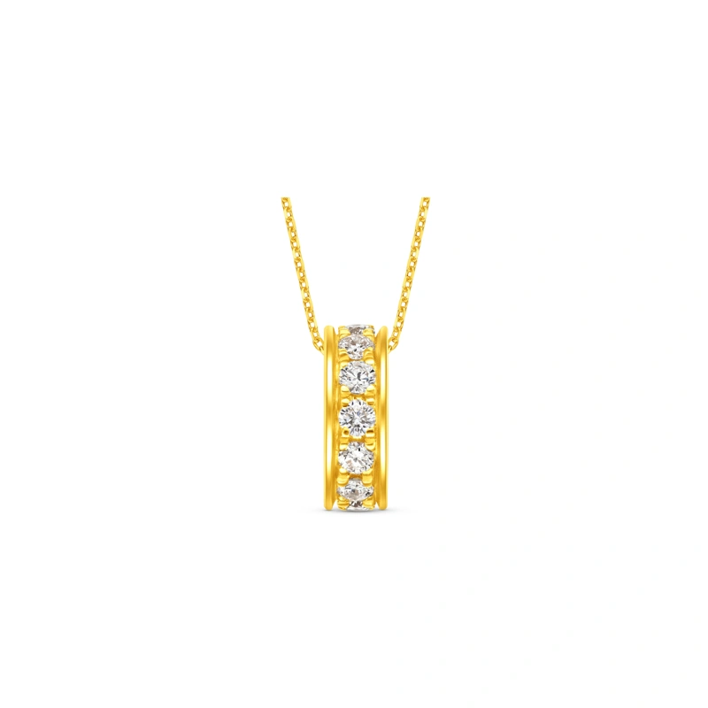 Round Ring 999 Gold Diamond pendant