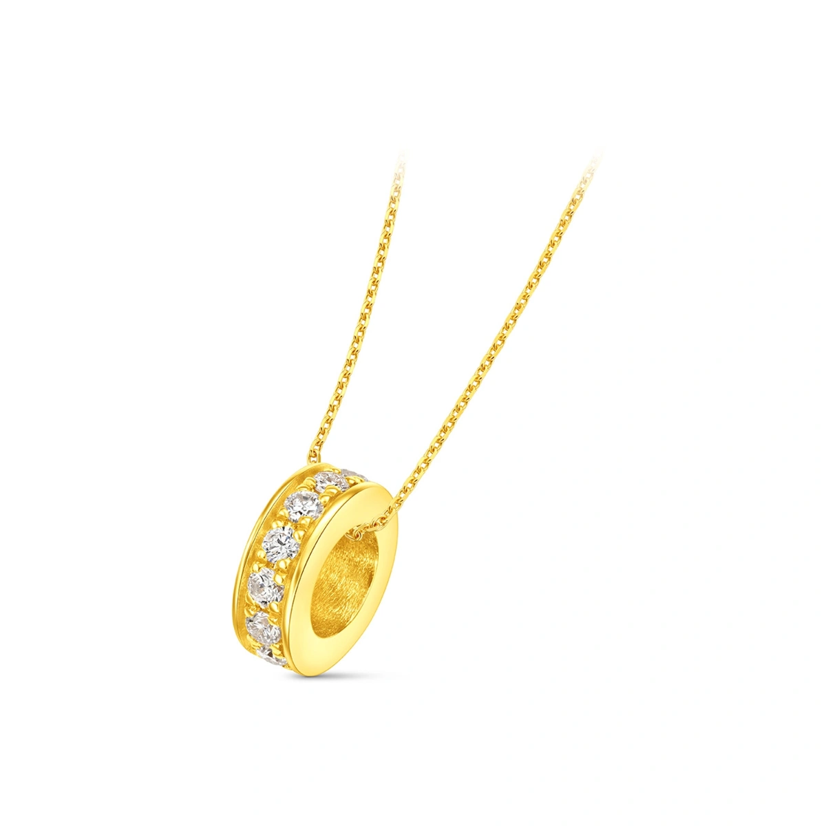 Round Ring 999 Gold Diamond pendant