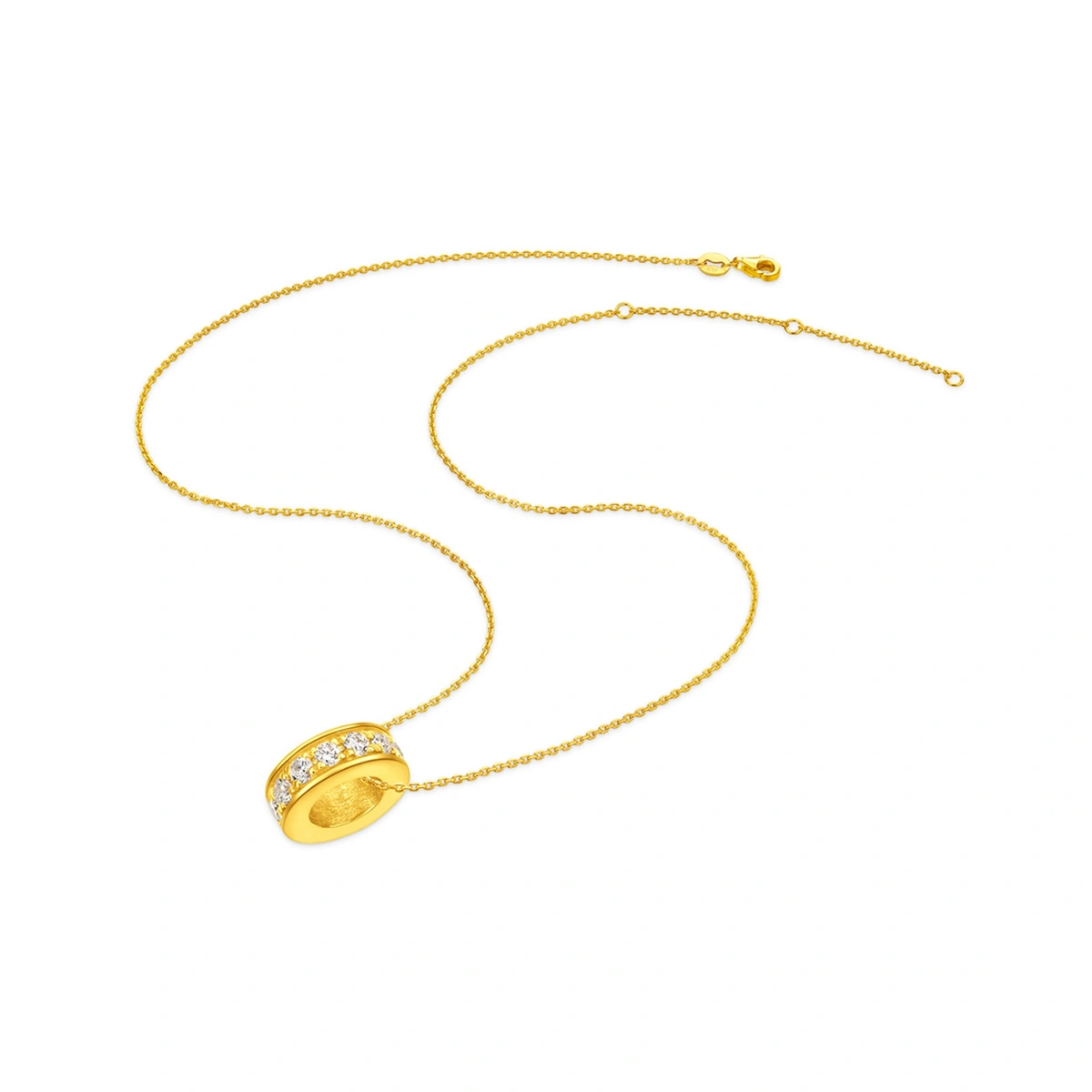Round Ring 999 Gold Diamond pendant