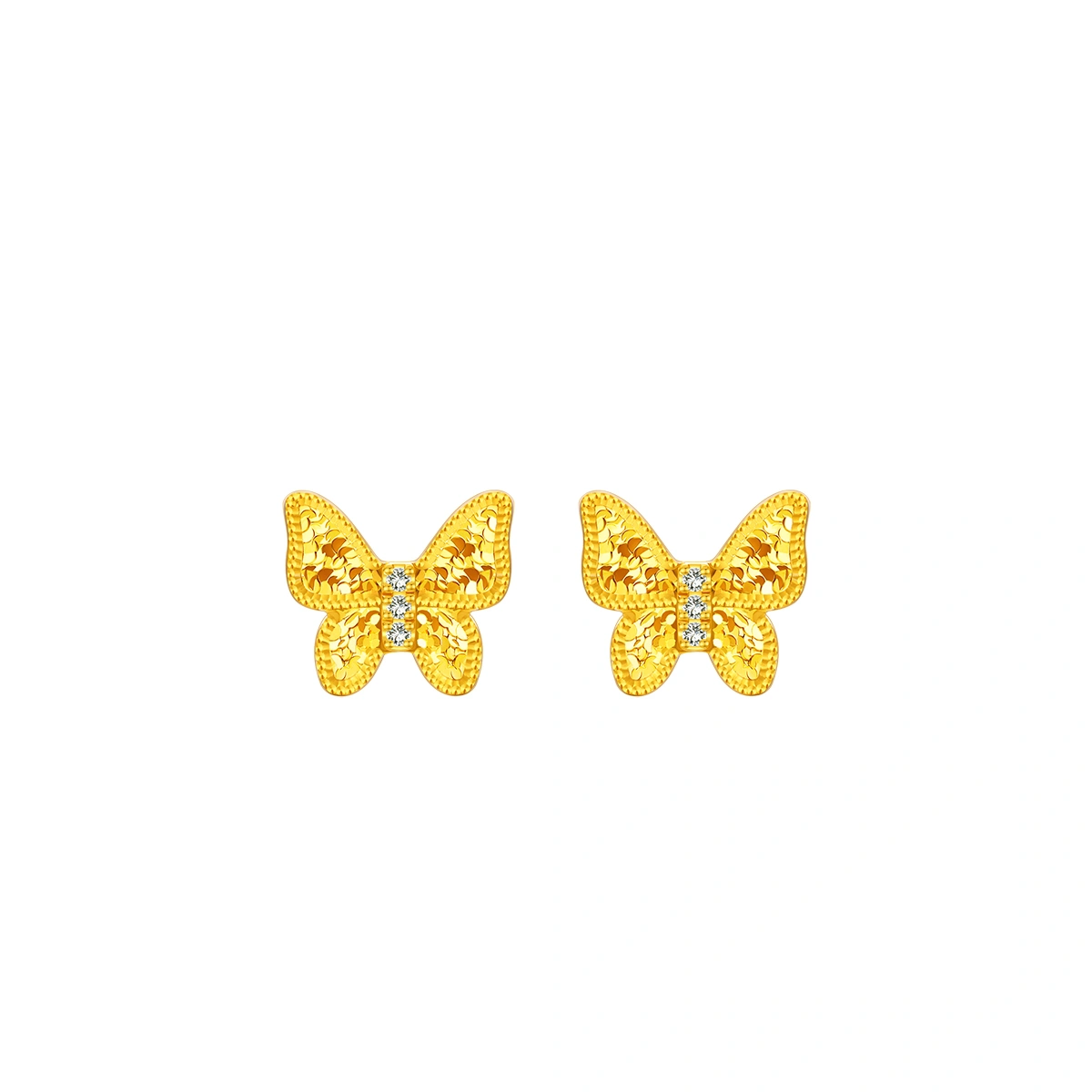 Butterfly 999 Gold Diamond earrings