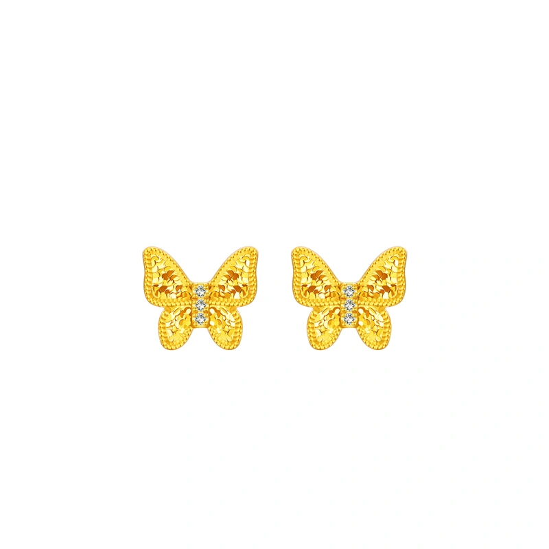 Butterfly 999 Gold Diamond earrings
