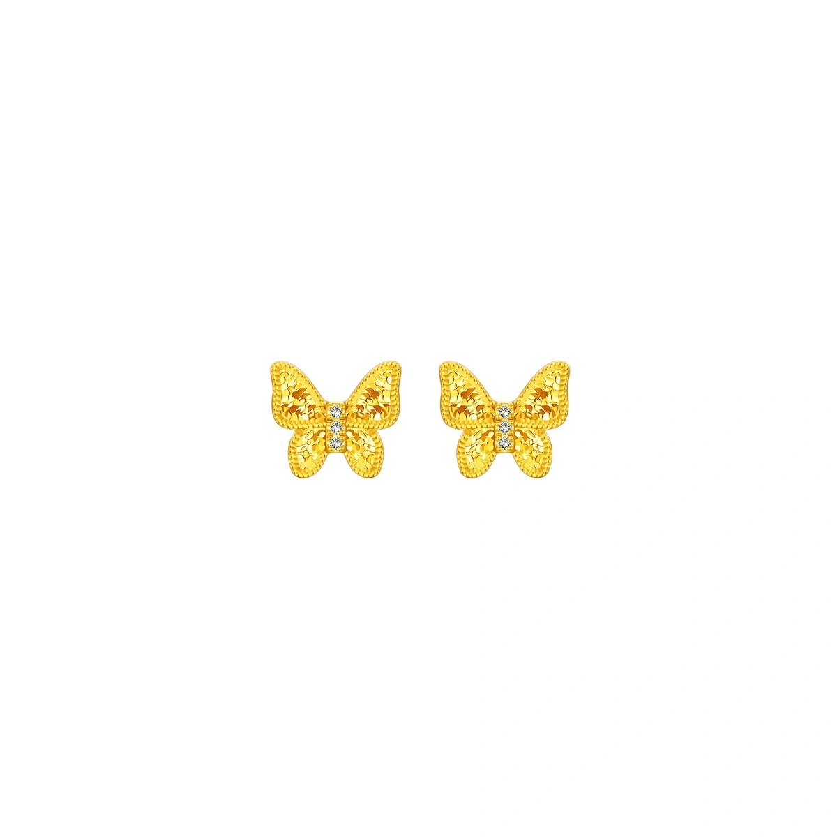Butterfly 999 Gold Diamond earrings