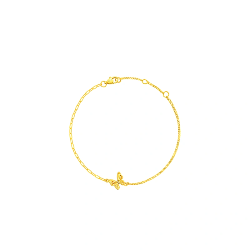 碎金蝴蝶999足金鑽石手鏈