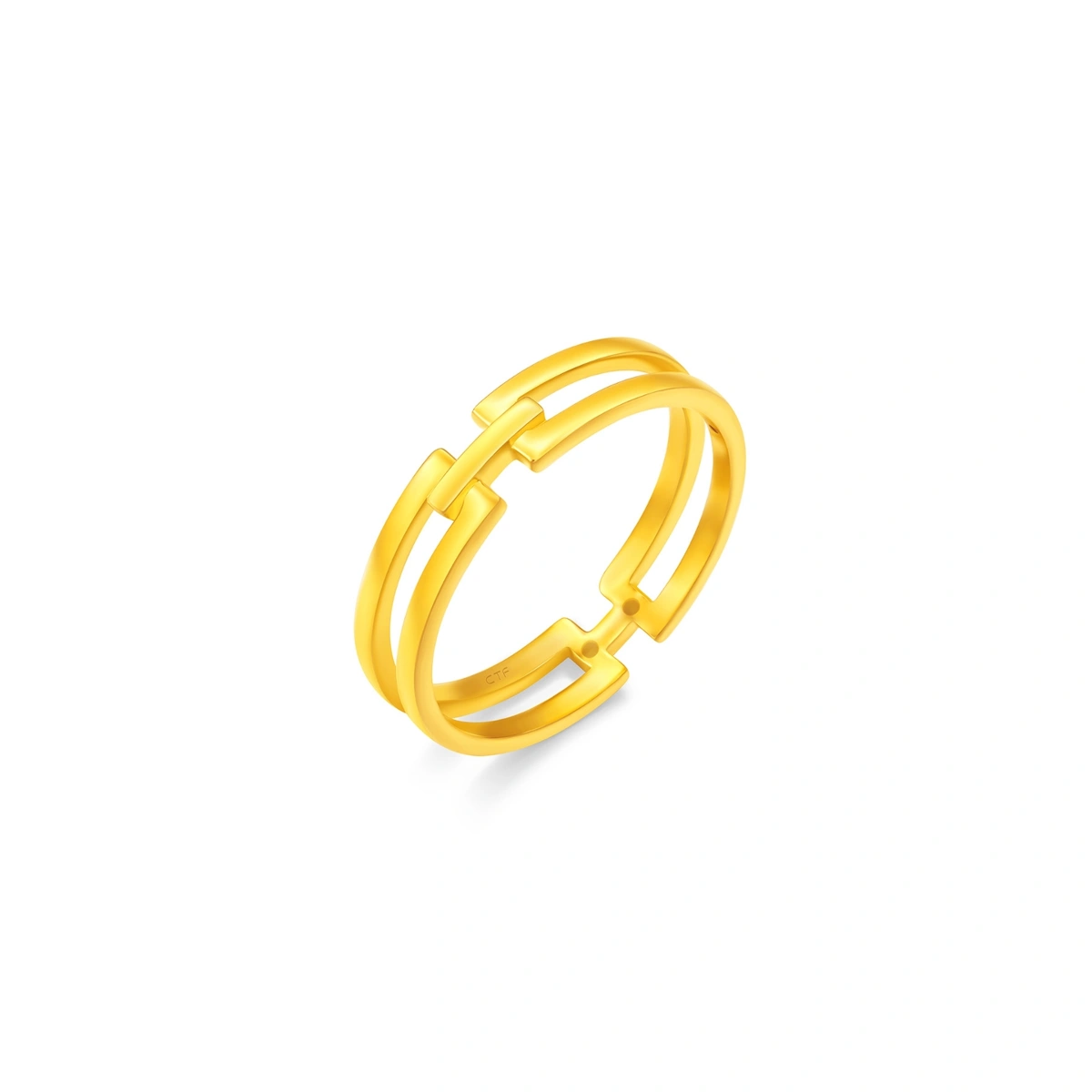 Geometric H 999 Gold ring