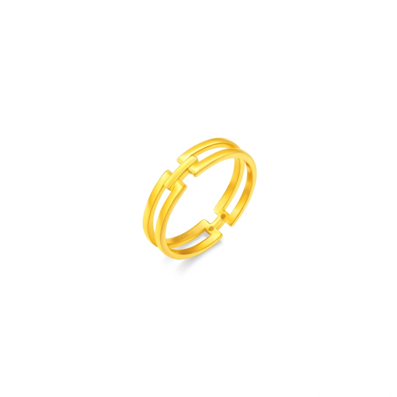 Geometric H 999 Gold ring