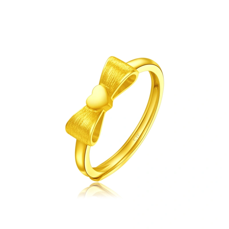 可愛精緻蝴蝶結999.9黃金戒指