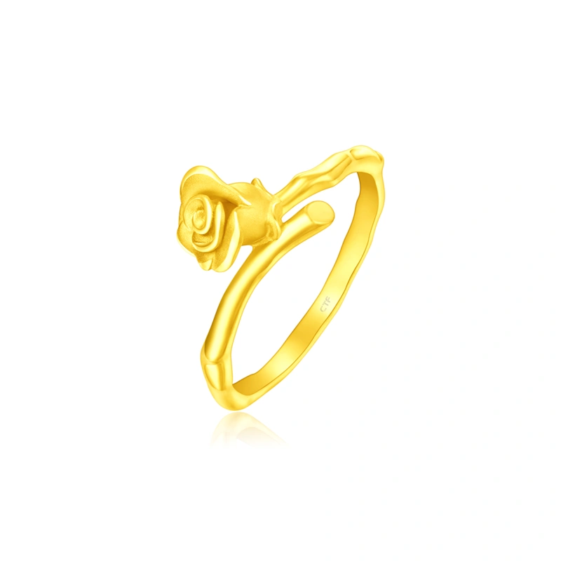 浪漫玫瑰花999.9黃金戒指