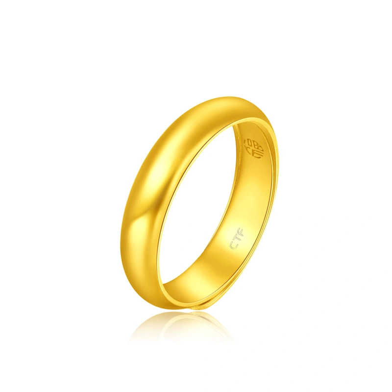 福字簡約素圈 999.9黃金戒指