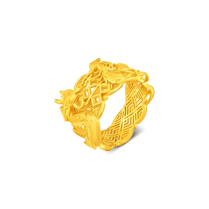 Dragon and Phoenix 999.9 Gold ring