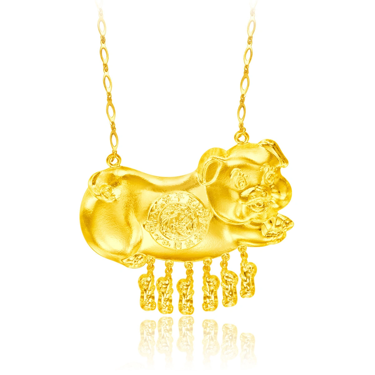 999.9 Gold Pig Necklace